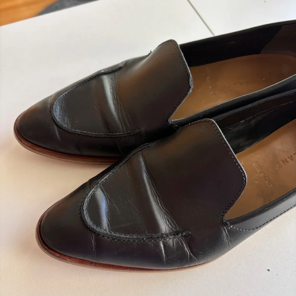 Everlane The Modern Loafer Womens 8.5 Black Italian Leather Slip On Flat Shoes‎